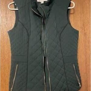 New York & Company Dark Green Quilted Vest
